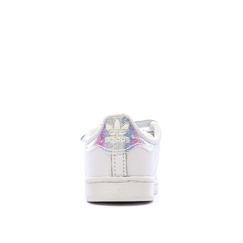 Basket Blanches Fille Adidas SUPERSTAR CF I vue 3