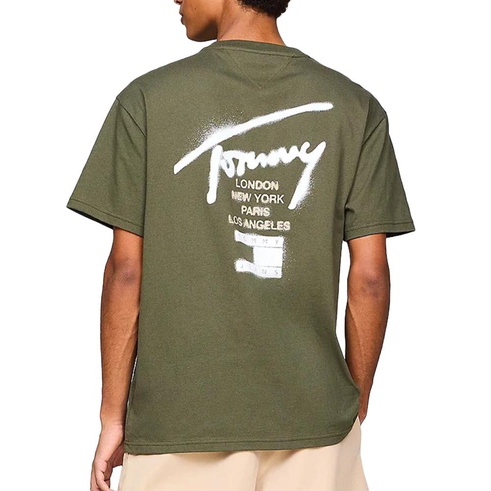 T-shirt Kaki Homme Tommy Hilfiger Graffiti vue 2