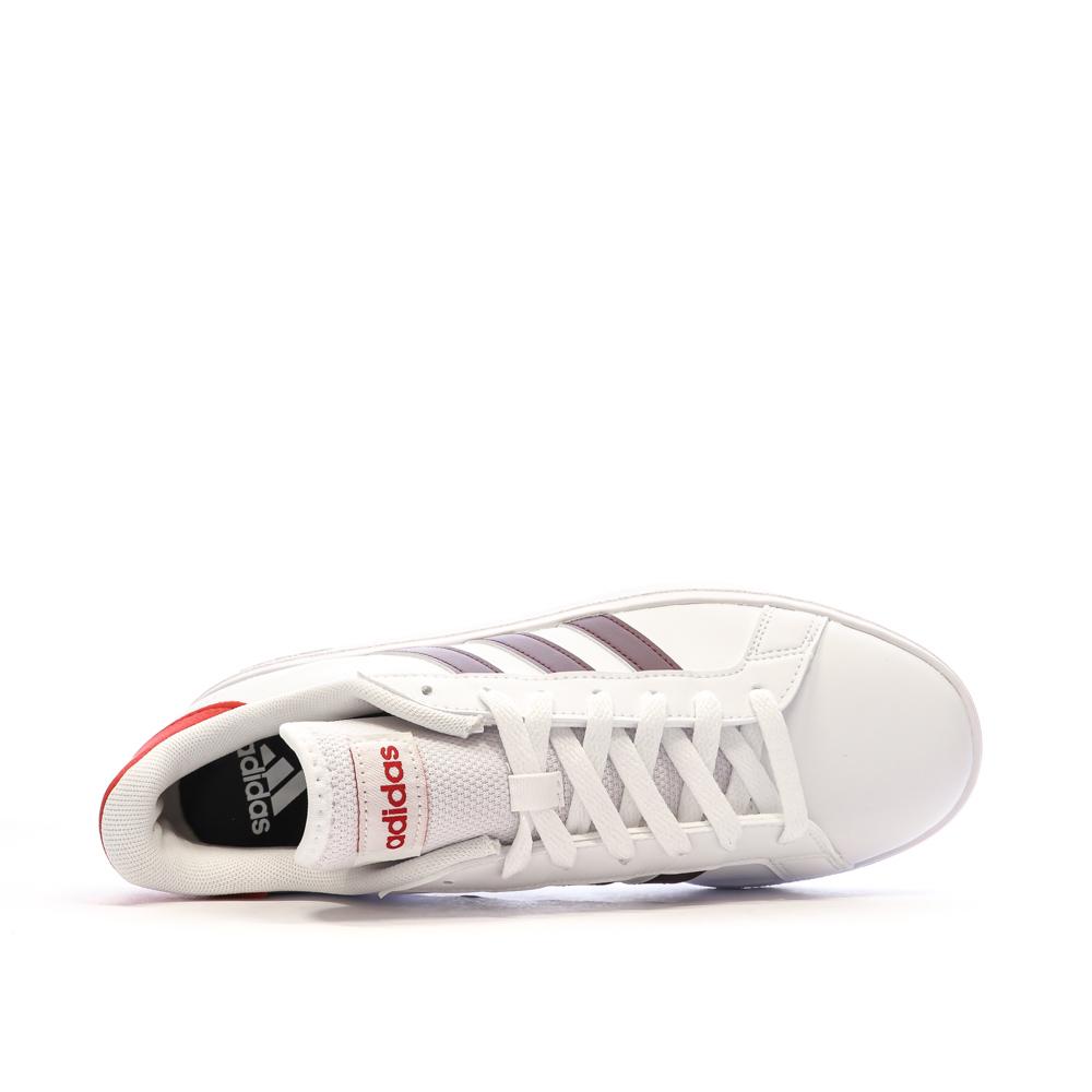 Baskets Blanches/Rouge Homme Adidas Grand Court Base 2.0 vue 4