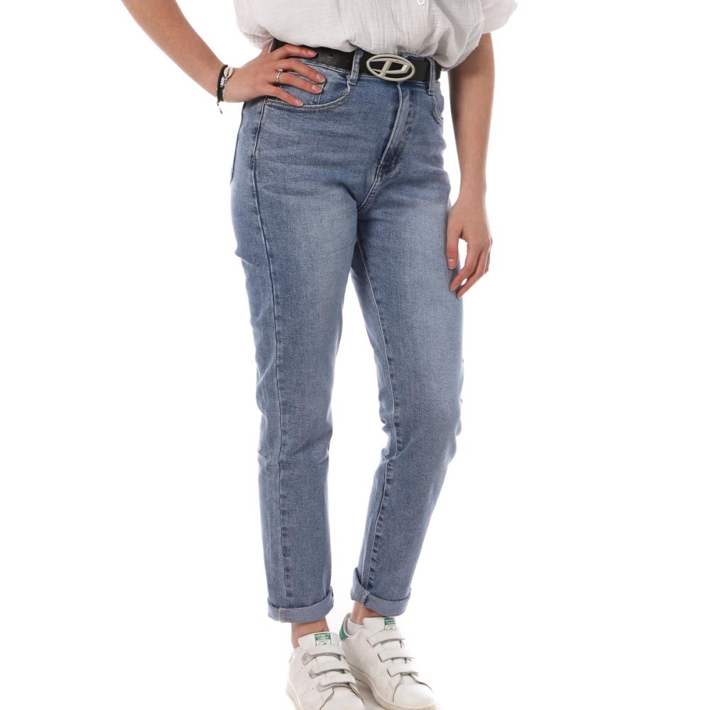 Jean Mom Fit Bleu Femme My Tinas Ceinture pas cher