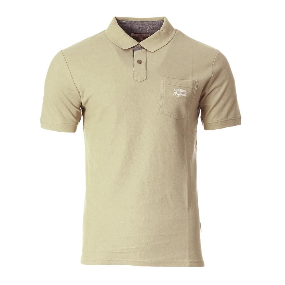 Polo Beige Homme Lee Cooper Opan pas cher