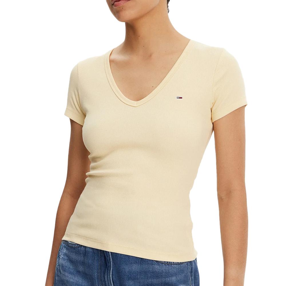 T-Shirt Jaune Femme Tommy Hilfiger Essential pas cher