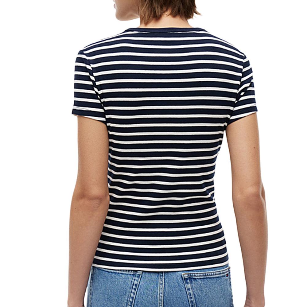 T-shirt Marine/Blanc Femme Tommy Hilfiger Slim vue 2