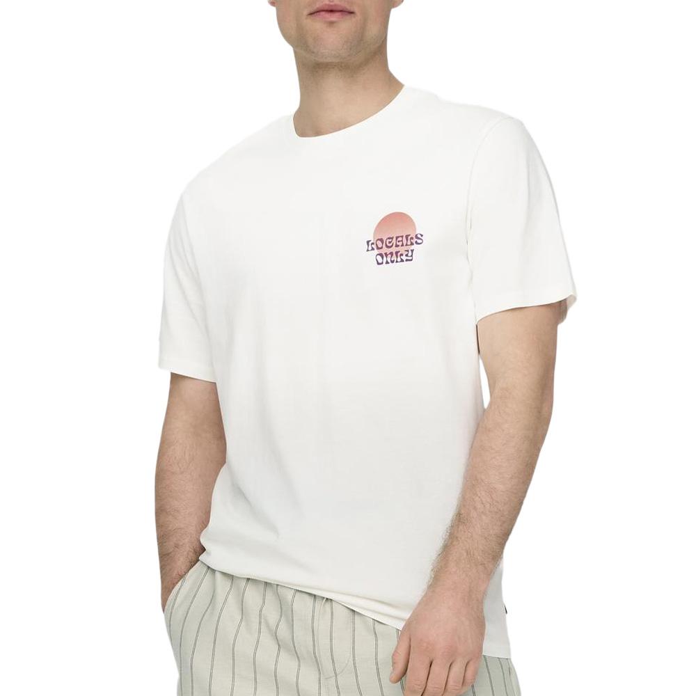 T-Shirt Blanc/Orange Homme Only & Sons Mountain pas cher