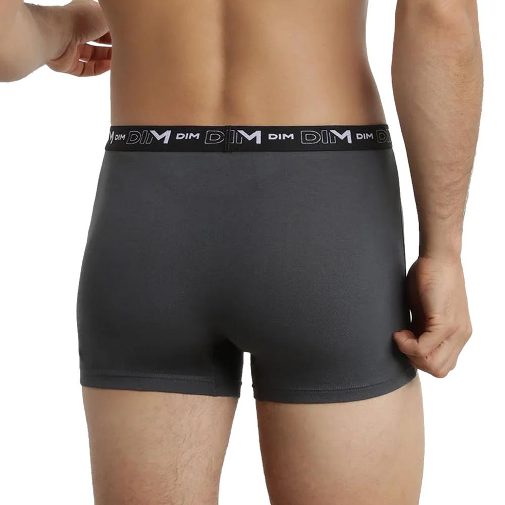 X3 Boxers Noir/Gris Homme Dim Coton Stretch vue 3