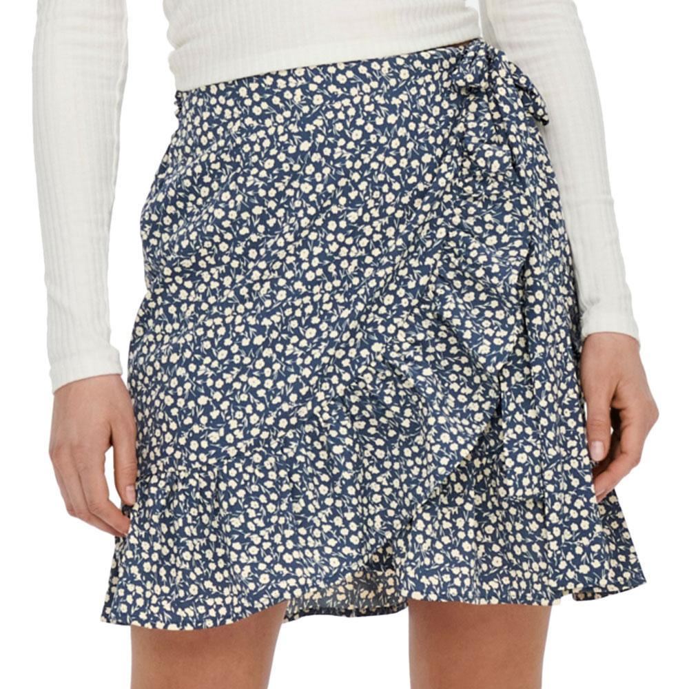 Jupe Marine à fleurs Femme Only Olivia pas cher