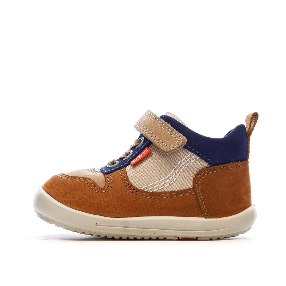 Baskets Hautes Maron/Beige Garçon Kickers Bottillon pas cher