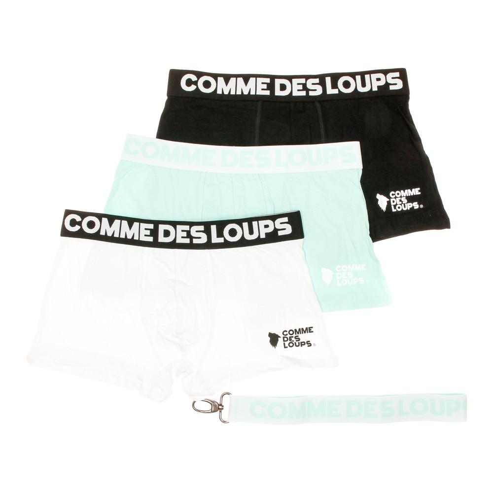 Lot 3x Boxers Noir/Bleu/Blanc Homme Comme des Loups CLA pas cher