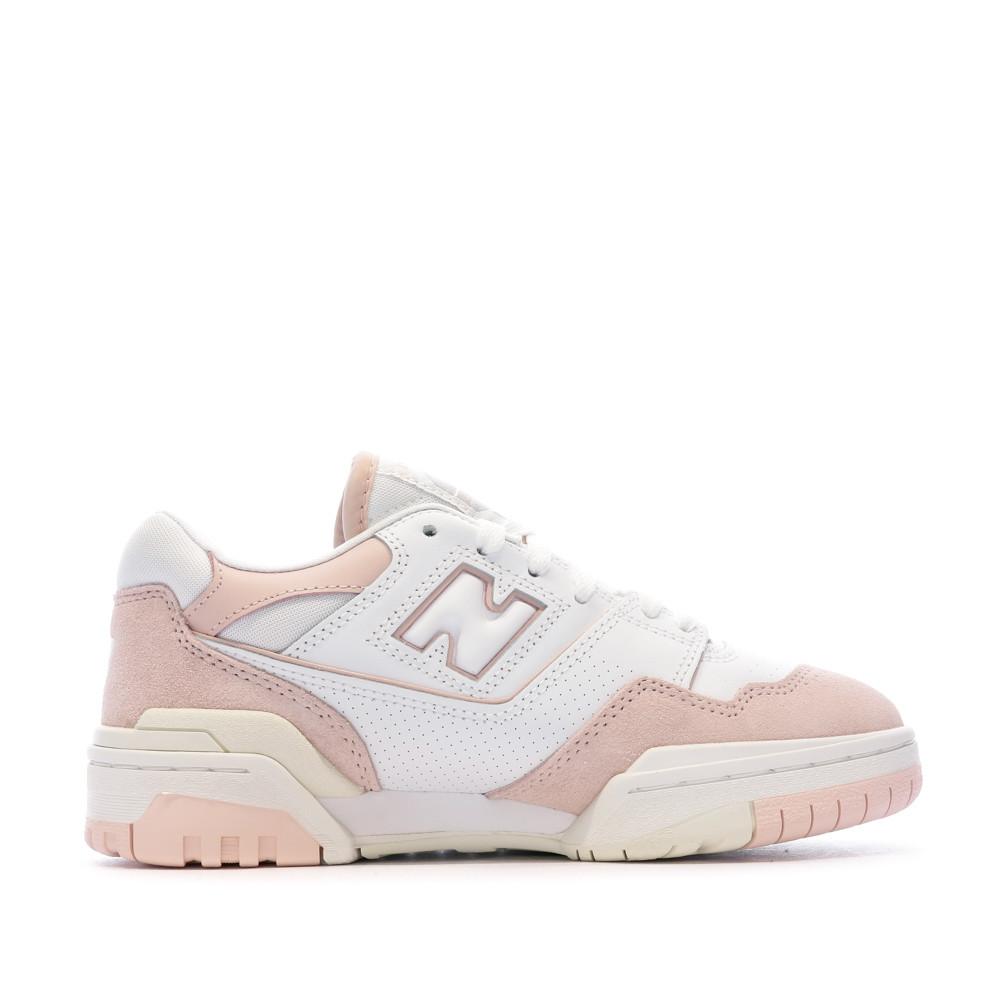 New Balance 550 Blanche/Rose Femme BBW550 vue 2