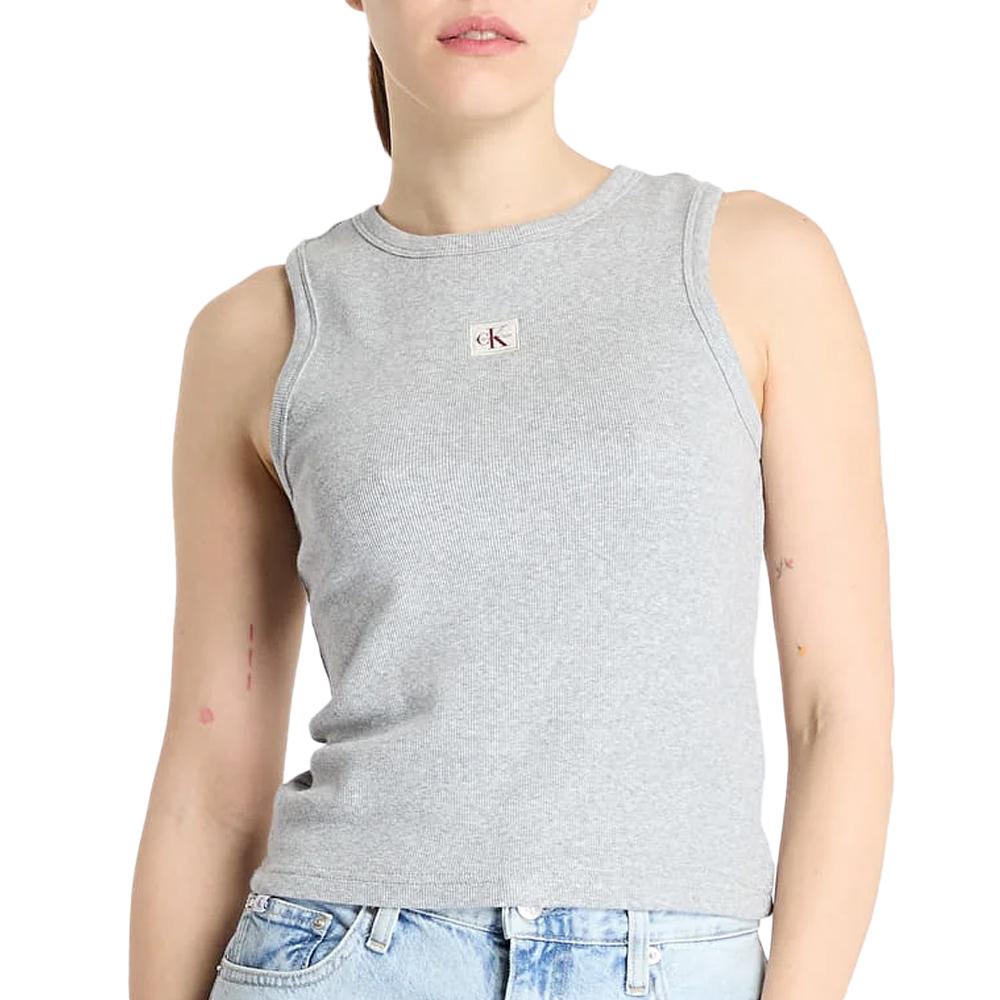 Débardeur Gris Femme Calvin Klein Jeans Label pas cher