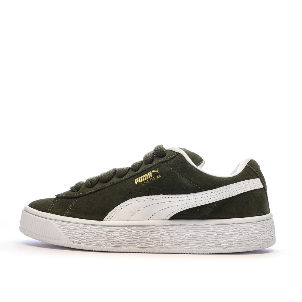 Baskets Kaki/Blanc Femme Puma Suede XL pas cher