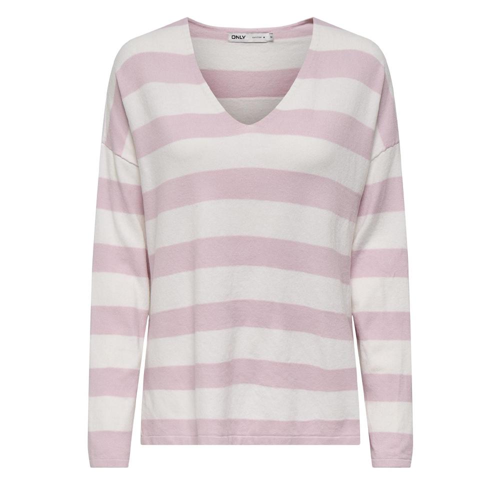 Pull Rose à Rayures Femme Only Chianti pas cher