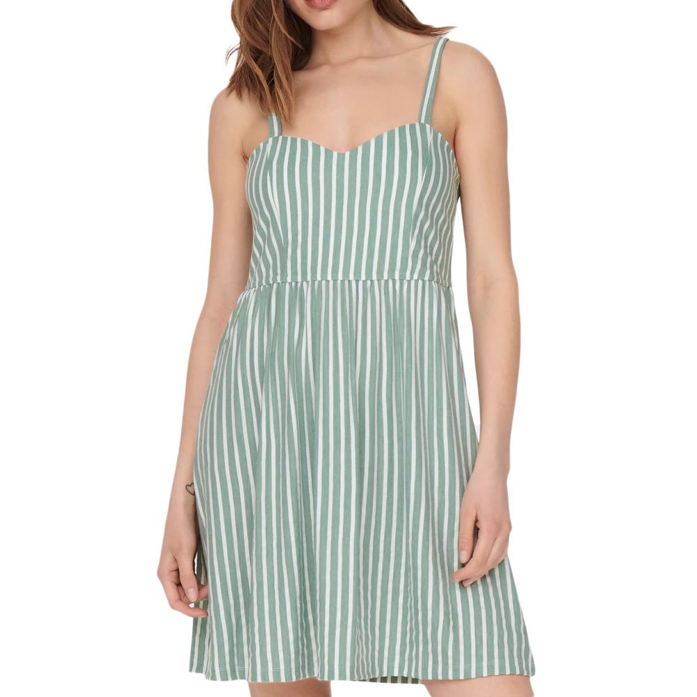 Robe à Rayures Blanc/Vert Femme Only Sharon pas cher