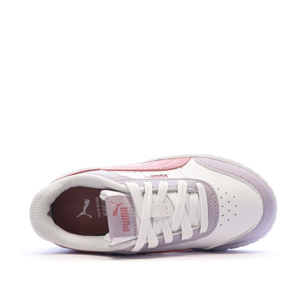 Basket Blanches/Mauves Fille Puma Carina Mia vue 4