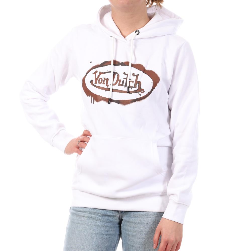 Women's White Hoodie Von Dutch Uni Print affordable