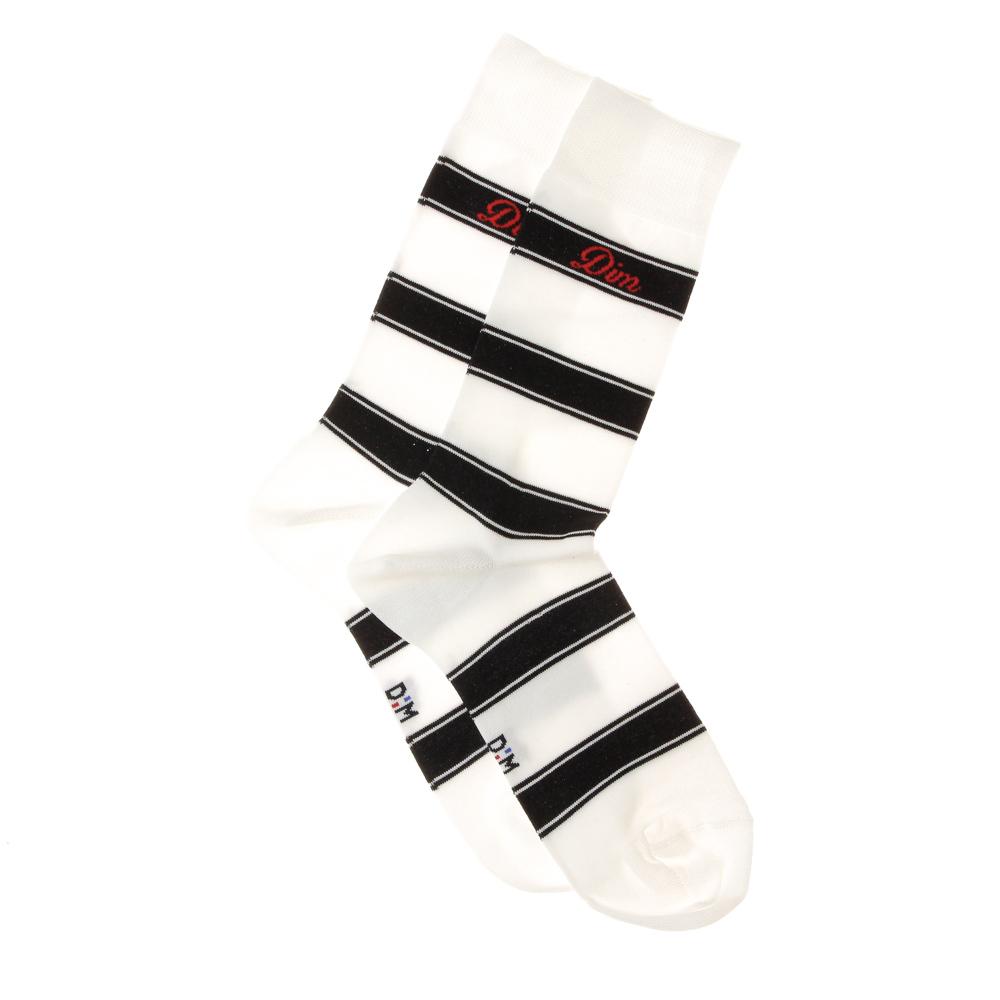 Chaussettes Blanche/Marine Homme Dim D0CJR pas cher