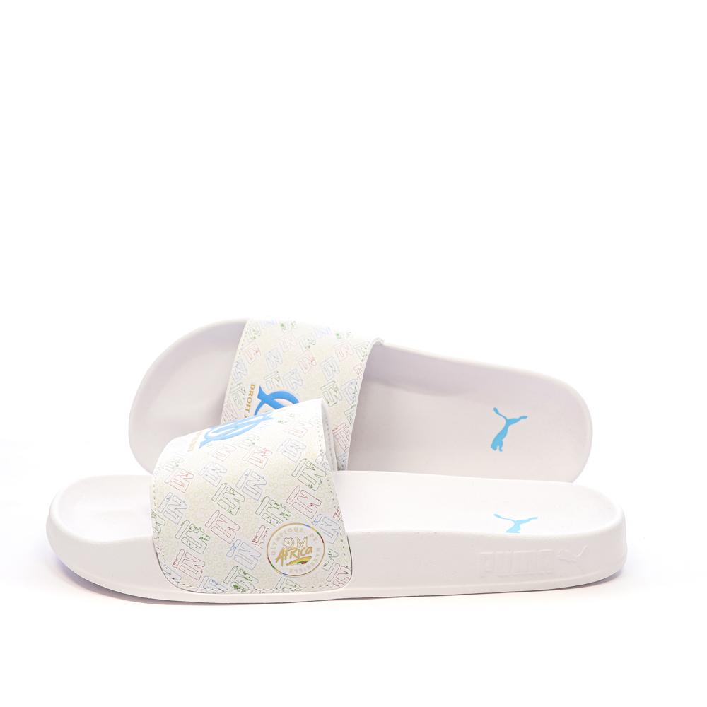 OM Claquettes Blanches/Turquoise Homme Puma Leadcat pas cher