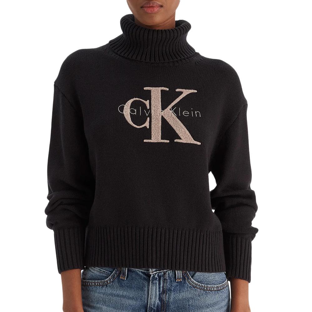 Pull Noir Femme Calvin Klein Jeans Chenille pas cher