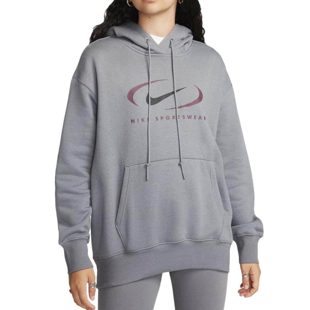 Sweat Capuche Gris Foncé Femme Nike Swsh pas cher