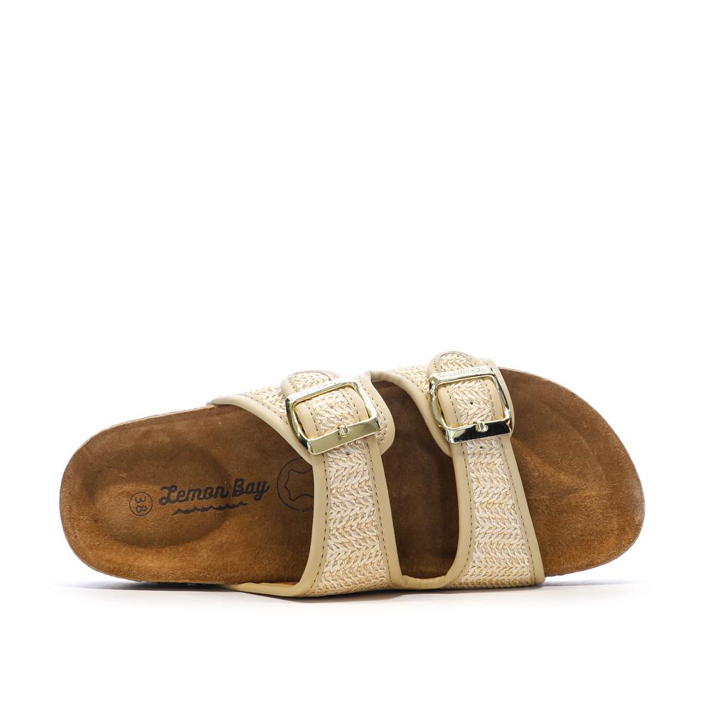 Sandales Beige Femme Lemon Bay Double Brides Naturel vue 4