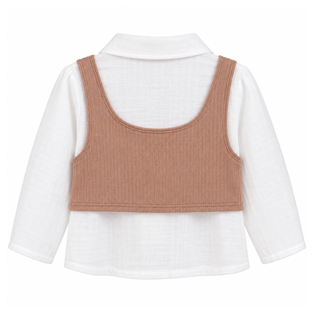 Blouse Blanc/Beige Bébé Fille P'tit Mome Pauline vue 2