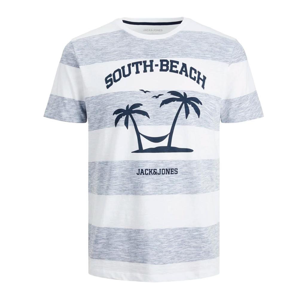 T-shirt Blanc/Bleu Garçon Jack & Jones Summer pas cher