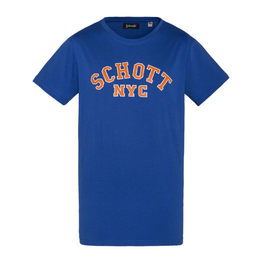 T-shirt Bleu Homme Schott Crew pas cher
