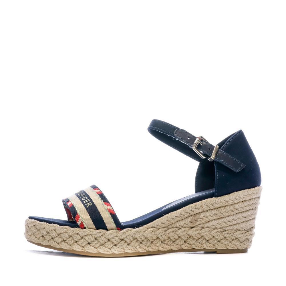 Sandales Compensées Marine Femme Tommy Hilfiger Corporate Webbing pas cher