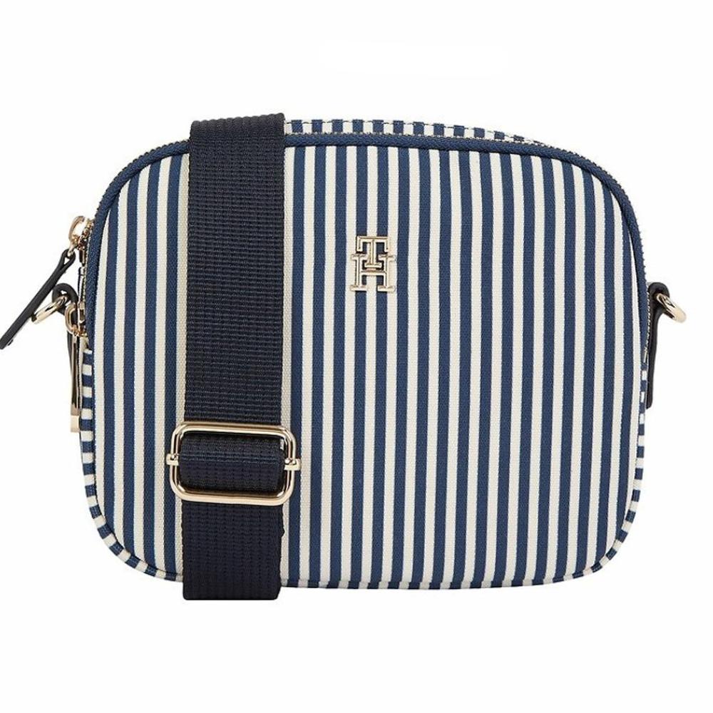 Sac à Bandoulière Marine/Beige Femme Tommy Hilfiger Poppy pas cher