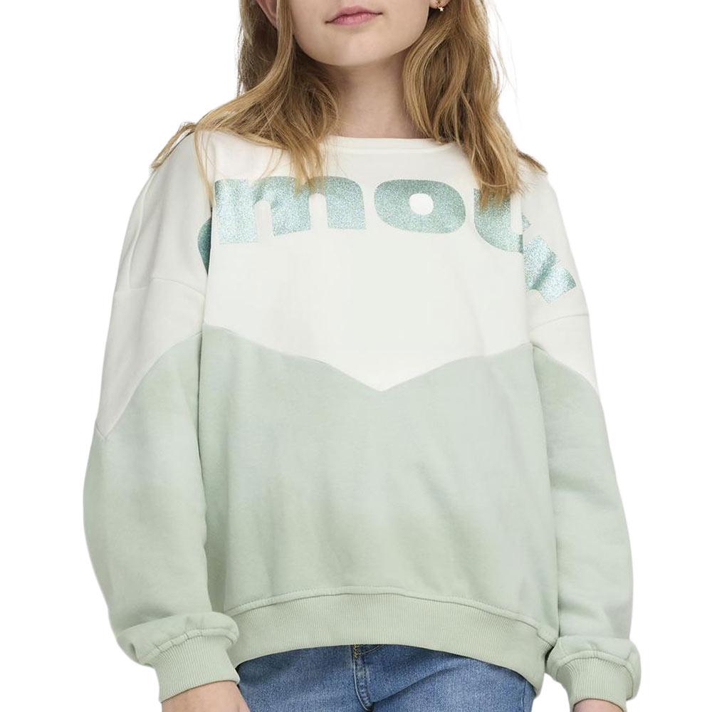 Sweat Vert/Blanc Fille Kids ONLY Kogruna pas cher