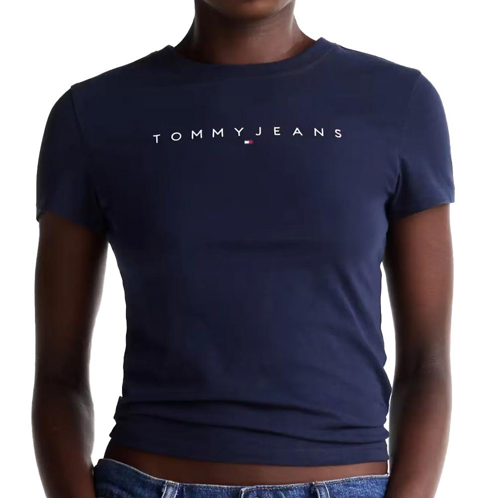 T-shirt Marine Femme Tommy Hilfiger Linear DW0DW18398 pas cher