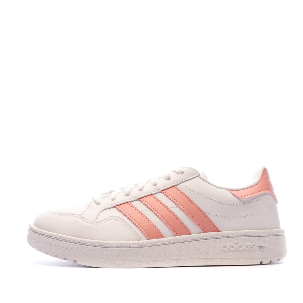 Baskets Blanche/Corail Femme Adidas Team Court pas cher