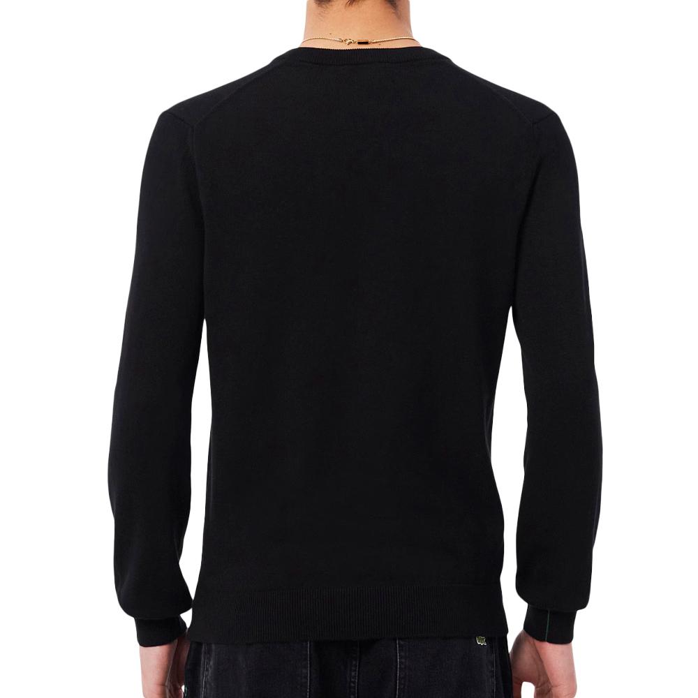 Pull Col V Noir Homme Lacoste AH1951 vue 2