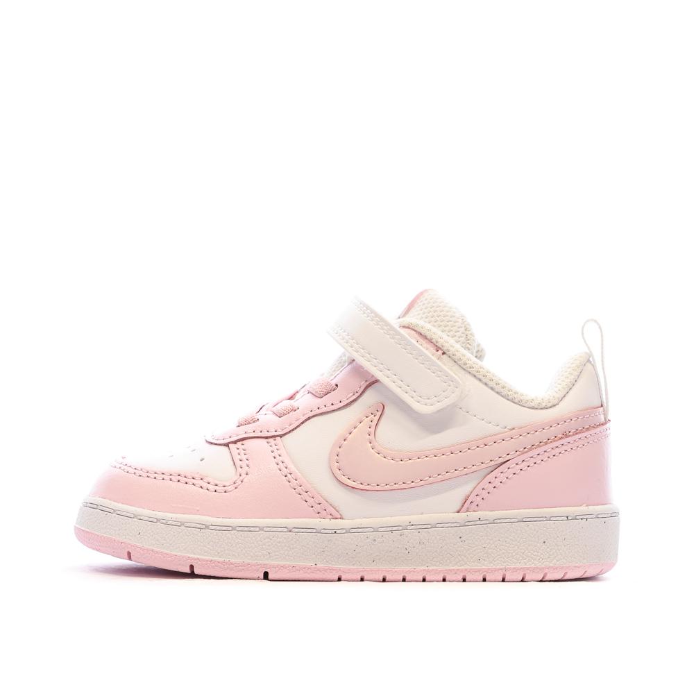 Baskets Blanc/Rose Fille Nike Court Borough Low 2 pas cher