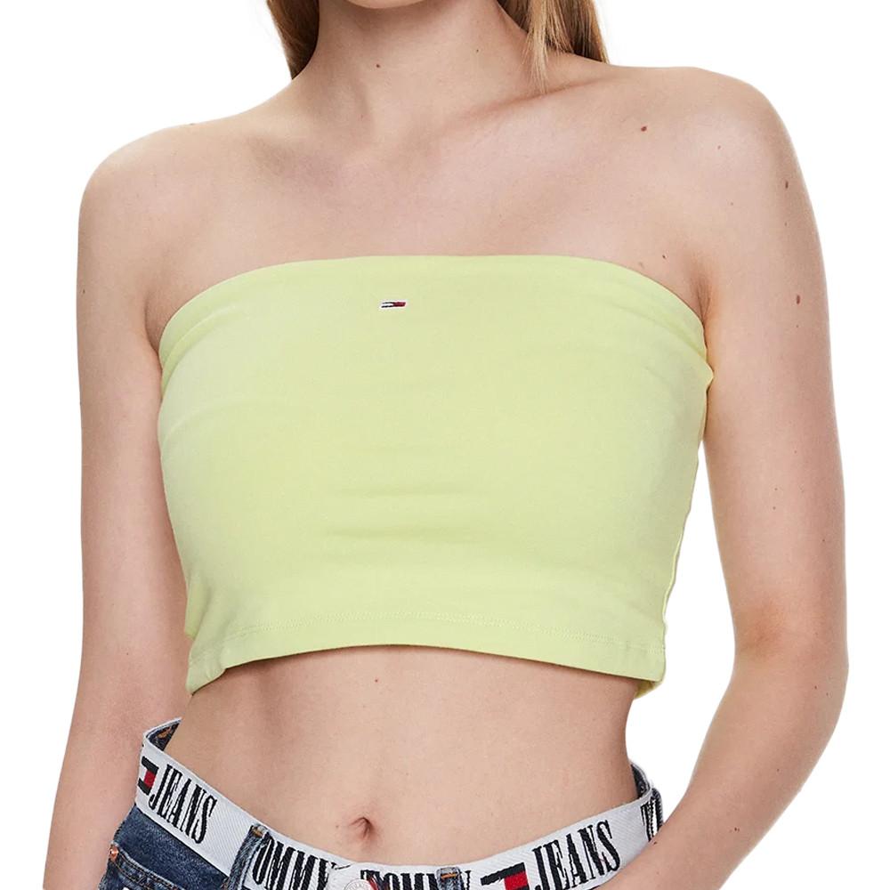 Top Bandeau Jaune Fluo Femme Tommy Hilfiger Tjw Essential Tube T pas cher