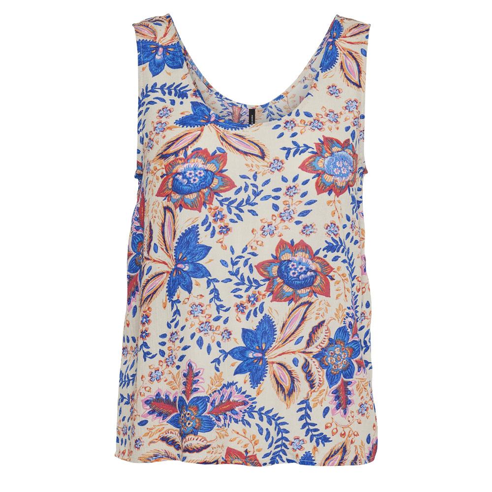 Débardeur Bleu/Beige à Fleurs Femme Vero Moda Menny pas cher