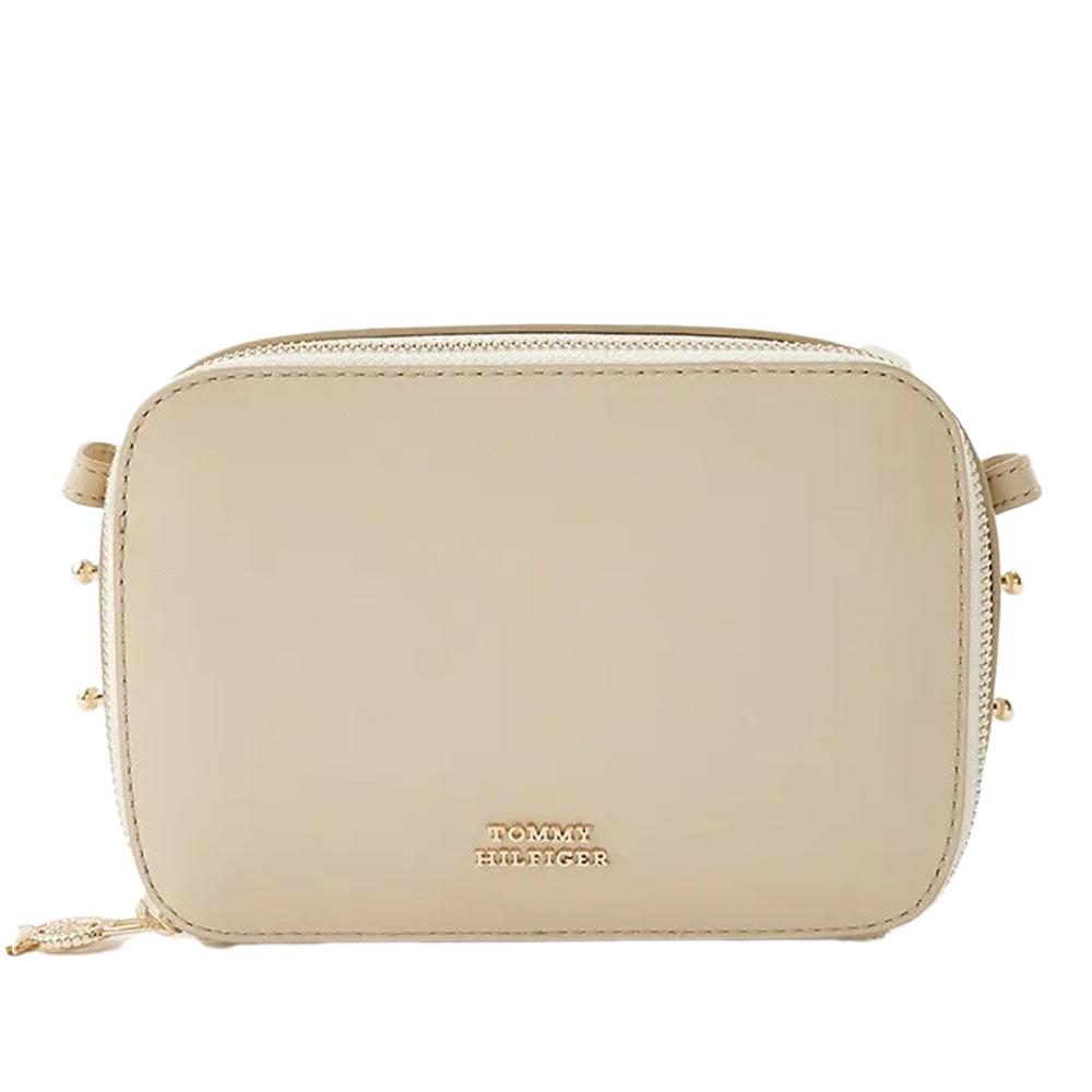 Sac à Bandoulière Écru Tommy Hilfiger Hilfiger Leather pas cher