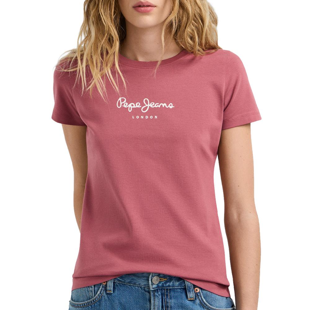 Rosa/weißes Damen-T-Shirt von Pepe Jeans, Modell „New Virginia“ günstig