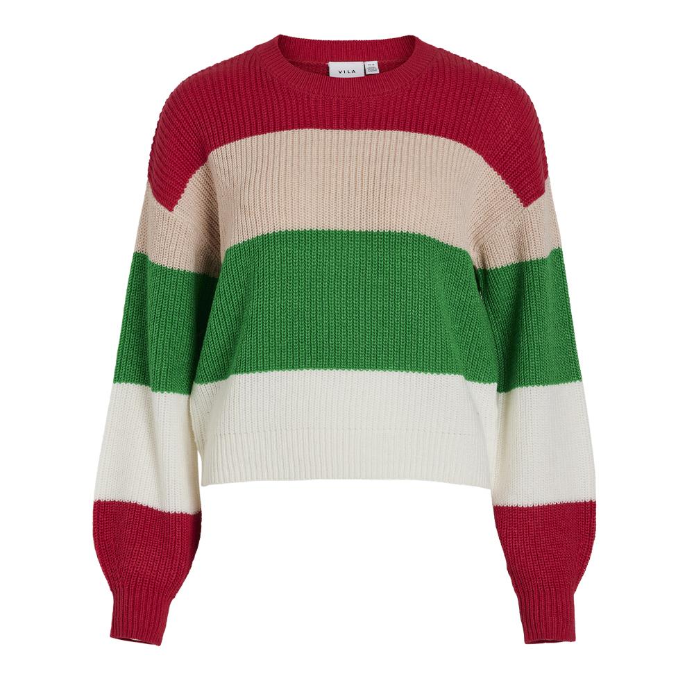 Pull Rose/Vert Femme Vila Love pas cher