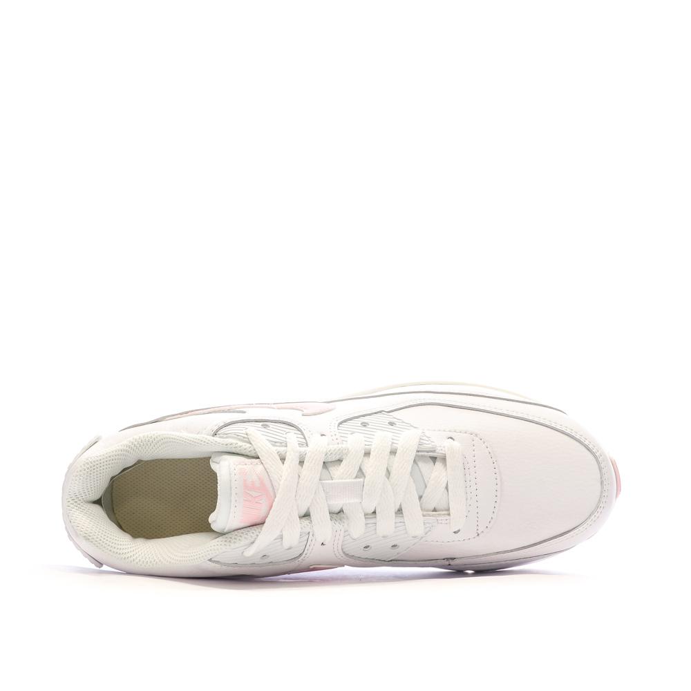 Baskets Blanches/Rose Femme Nike Air Max 90 vue 4