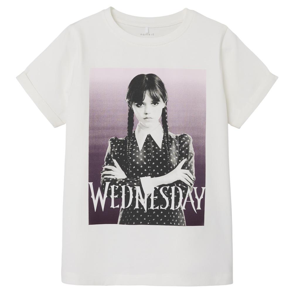 T-shirt Blanc Fille Name it Jax Wednesday vue 2
