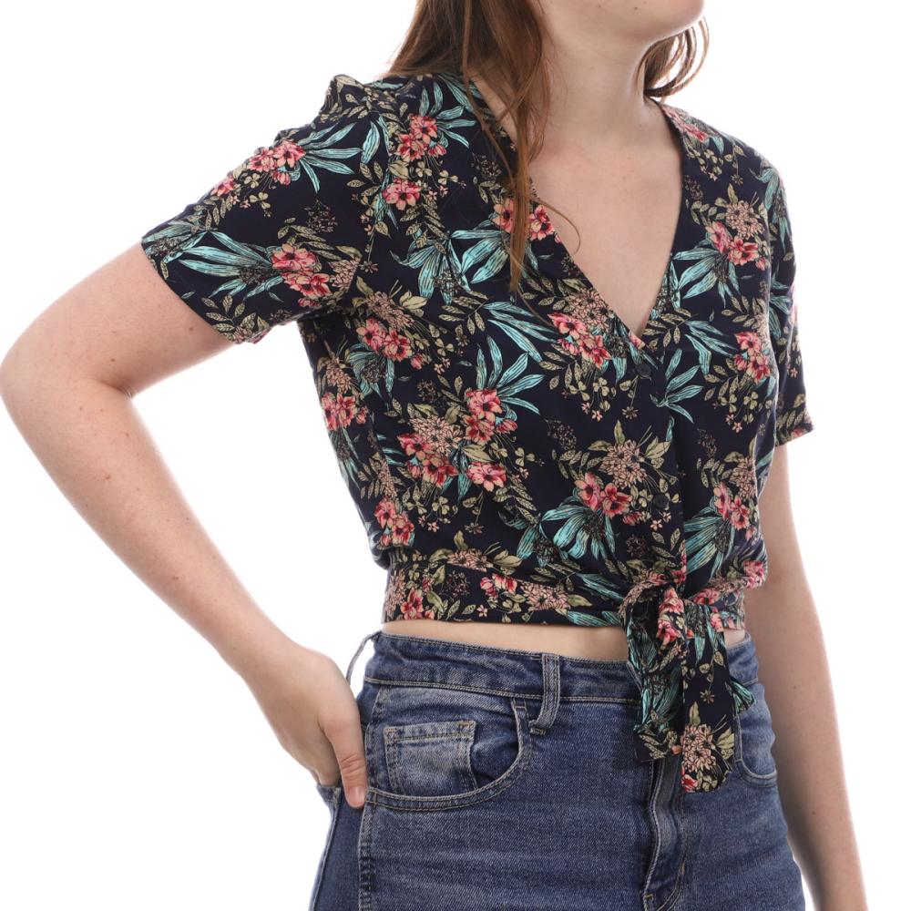 Blouse Marine à fleurs Femme Vero Moda Easy pas cher