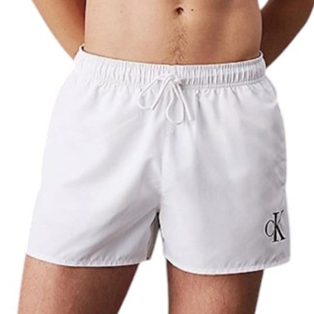 Short de Bain Blanc Homme Calvin Klein Jeans Drawstring pas cher