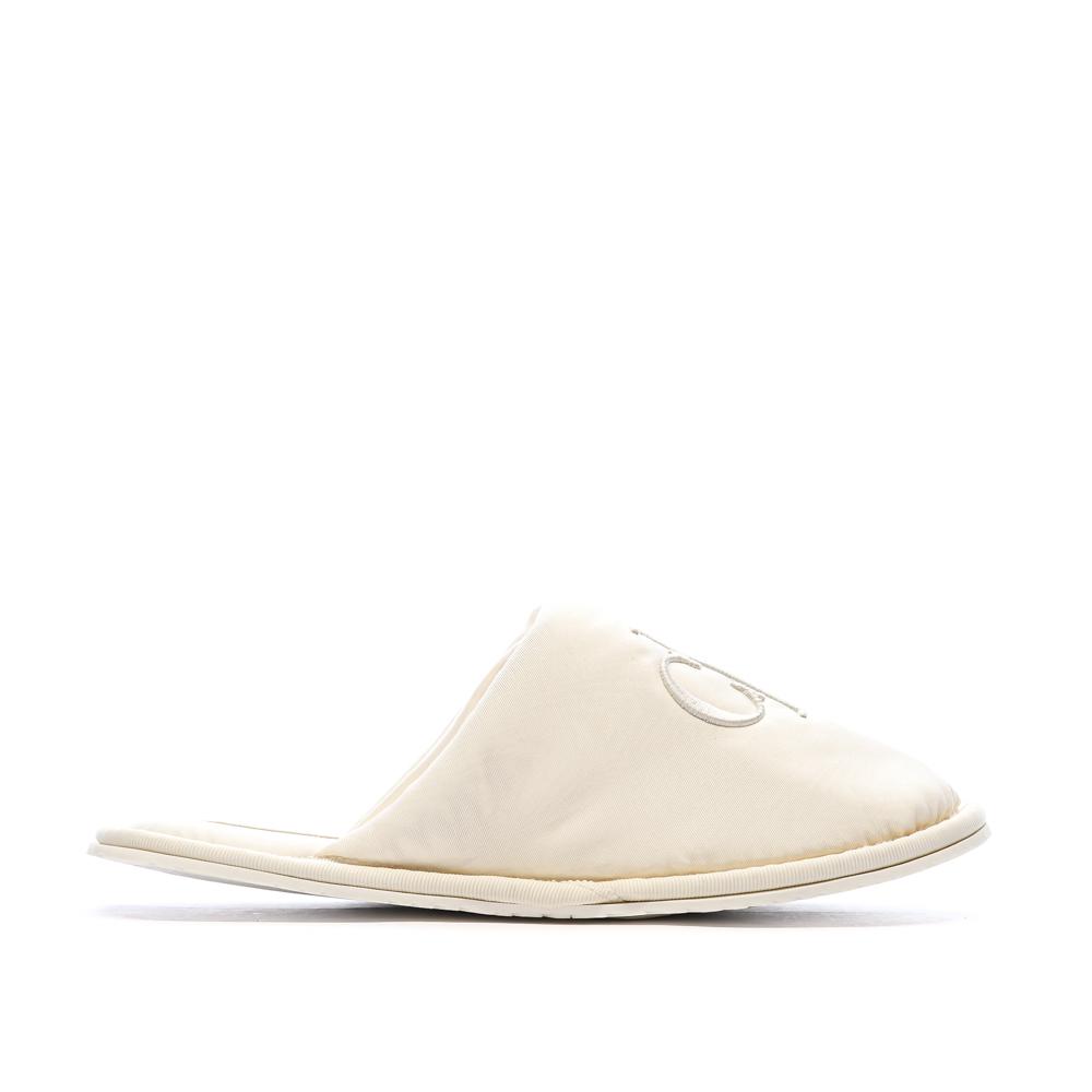 Chaussons Blanc Femme Calvin Klein Jeans Slipper Satin Moire vue 2