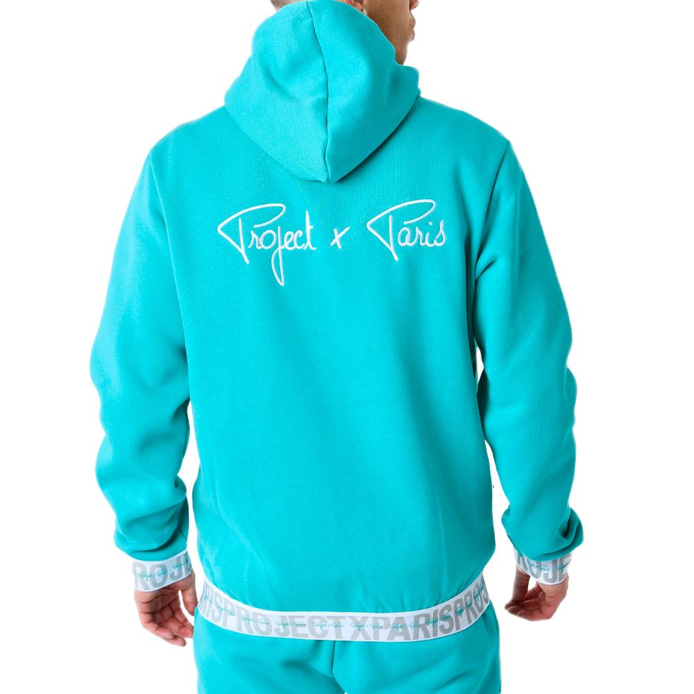 Sweat à Capuche Zippé Turquoise  Homme Project X Paris Logote vue 2