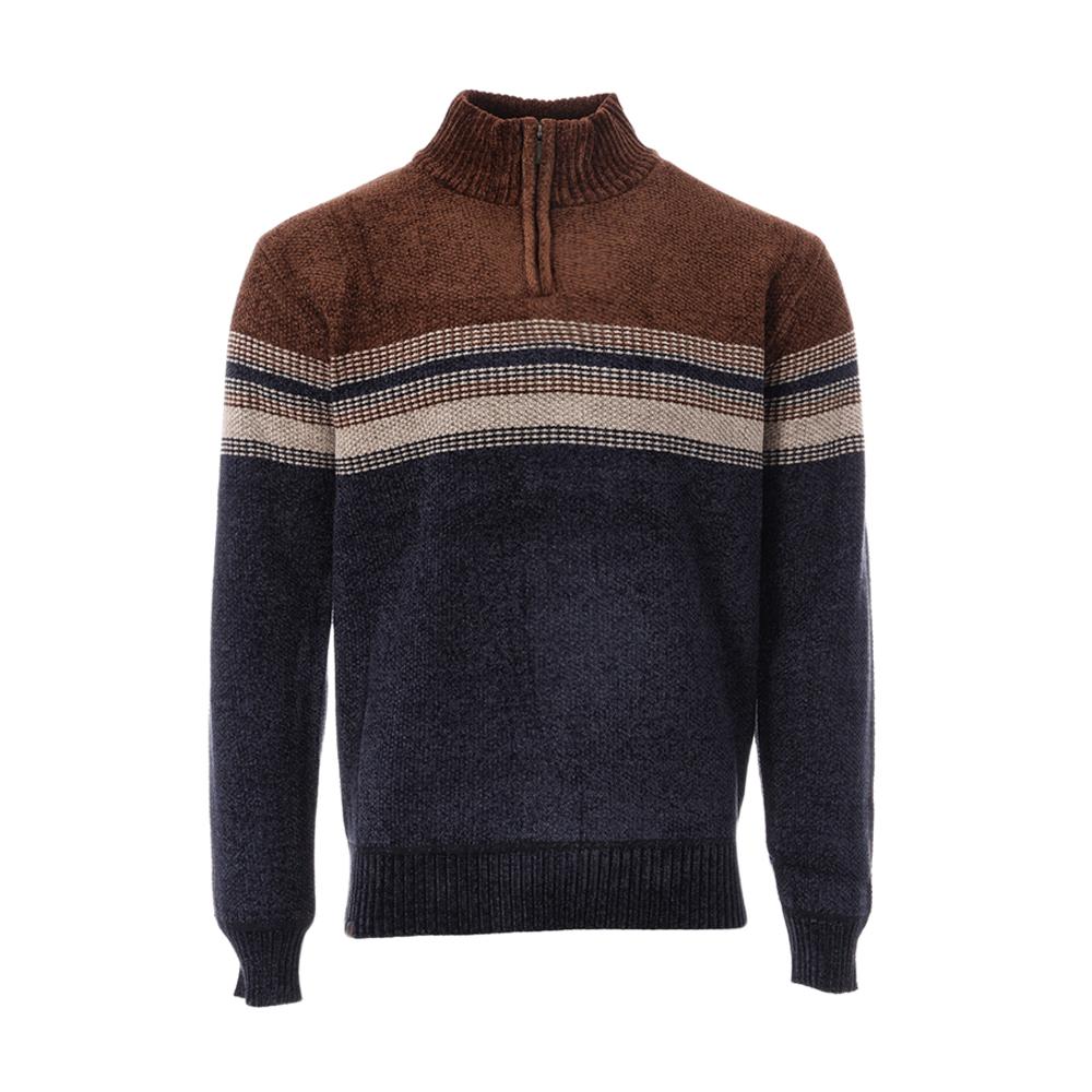 Pull Marine/Marron Homme RMS26 Chenille pas cher