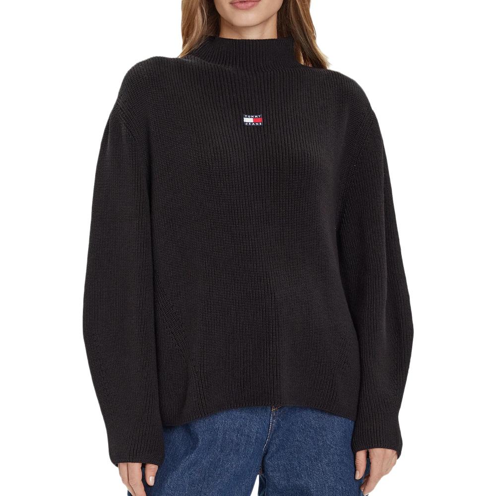 Pull Noir Femme Tommy Hilfiger Tjw Mockneck Badge S pas cher