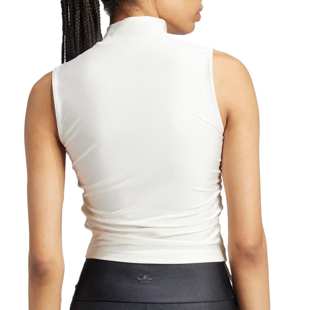 Haut Blanc Femme Adidas Ruched Crop vue 2