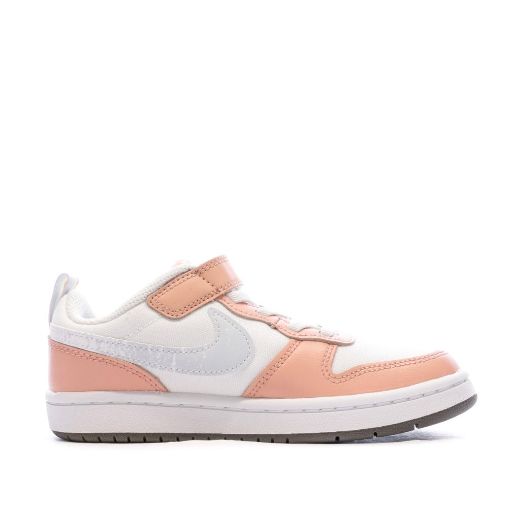 Baskets Rose/Blanche Fille Nike Court Borough vue 2