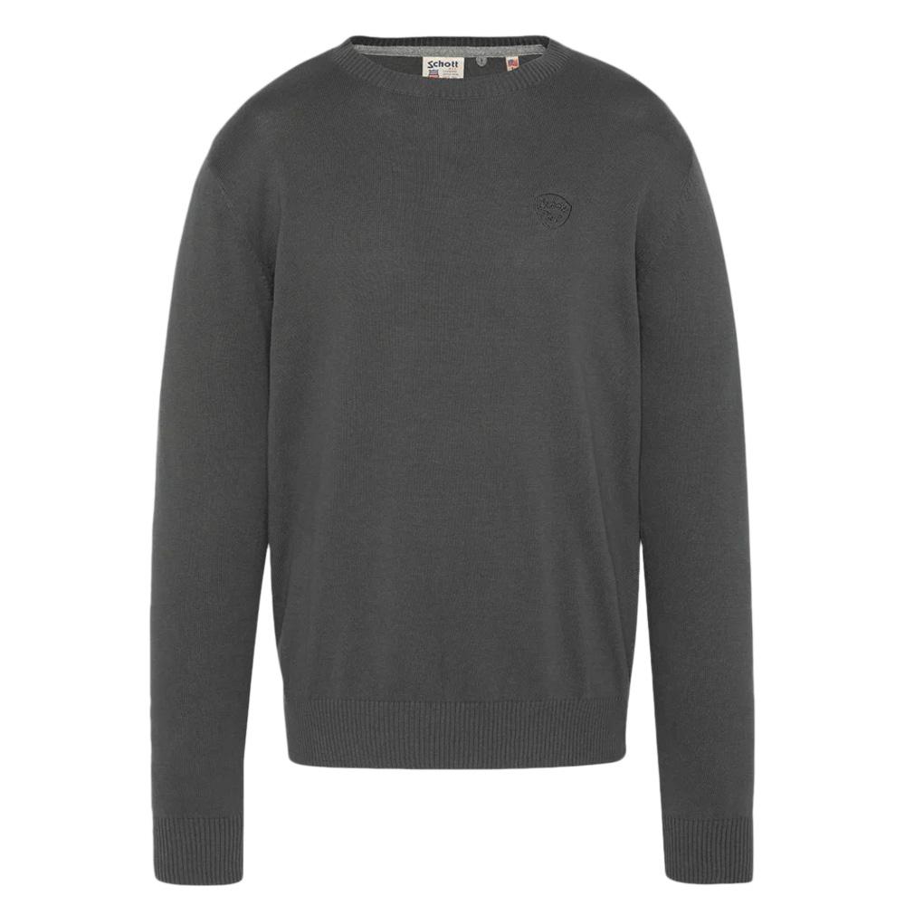 Schott Basic Fin Rase Jersey Gris barato